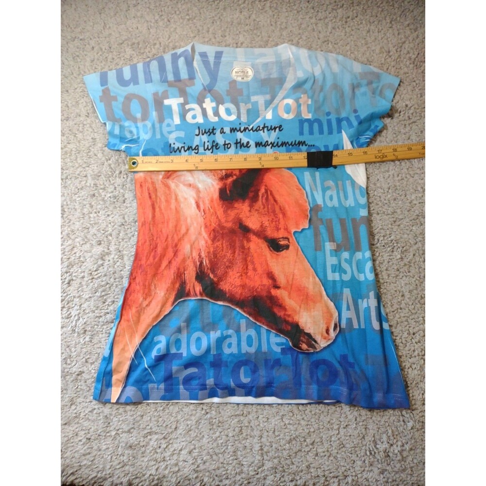 Noble Equestrian Shirt M Tatortot Miniature Horse Graphic Tshirt Vneck Short Slv - Picture 7 of 14